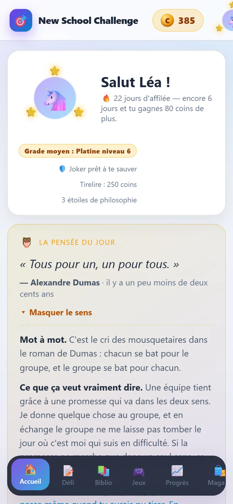 La pensée du jour, expliquée mot à mot puis en profondeur